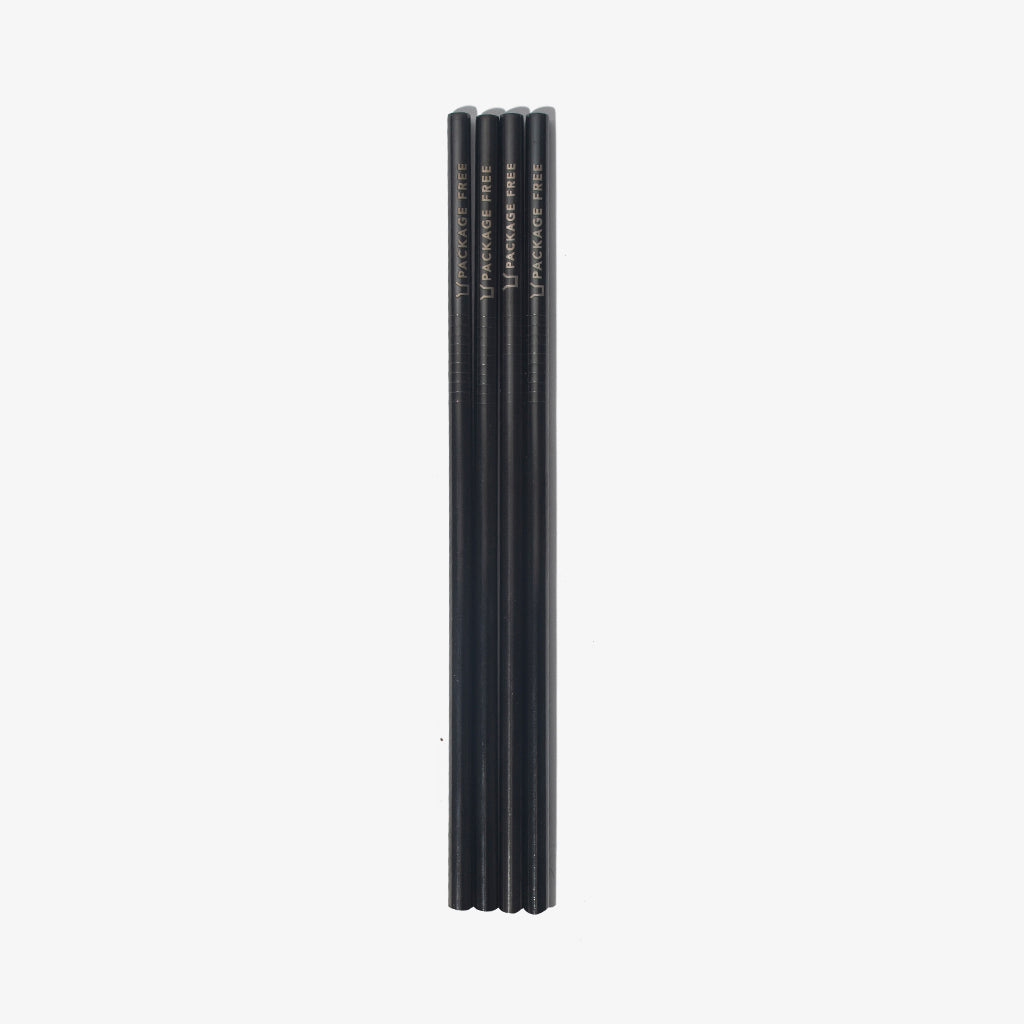 Stainless Steel Straight Straw 10.5" - Black 4 Pack