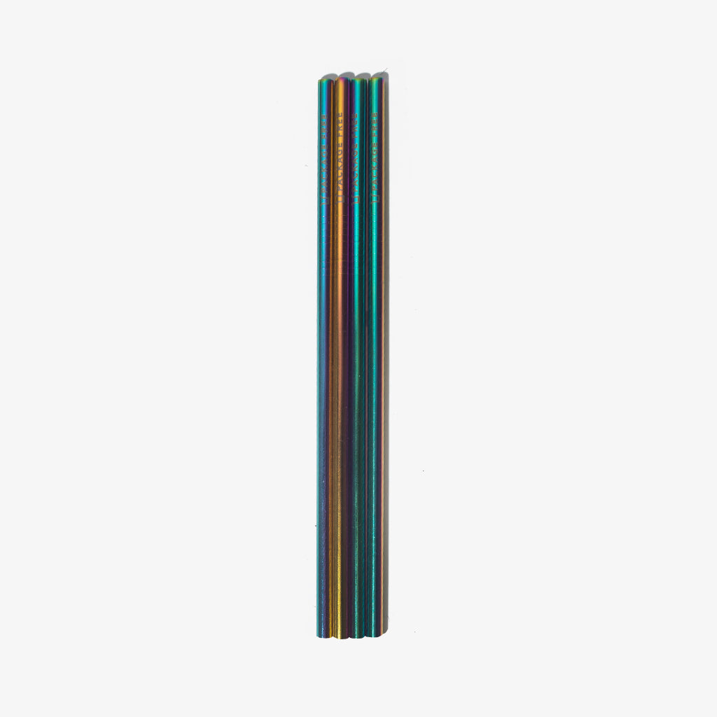 Stainless Steel Straight Straw 10.5" - Rainbow 4 Pack