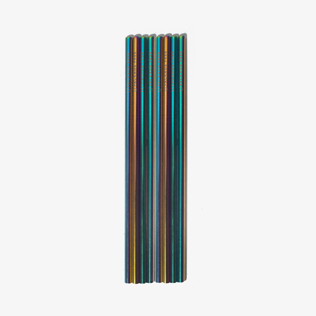 Stainless Steel Straight Straw 8.5" - Rainbow 8 Pack