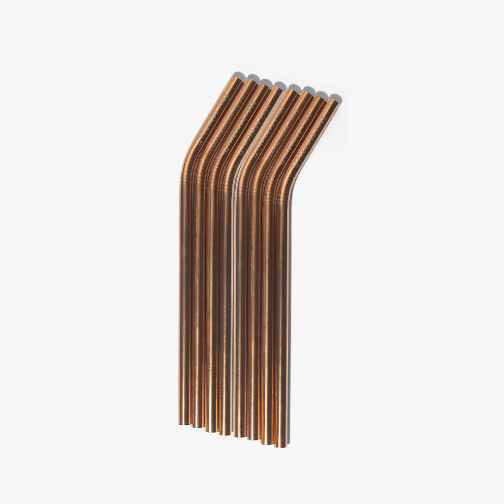 Stainless Steel Bent Straw 8.5" - Rose Gold 8 Pack