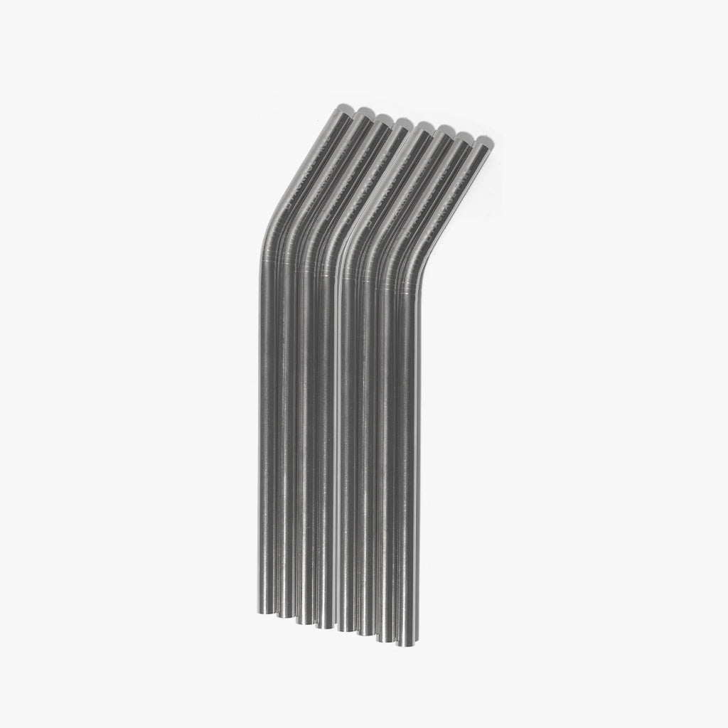 Stainless Steel Bent Straw 8.5" - Silver 8 Pack