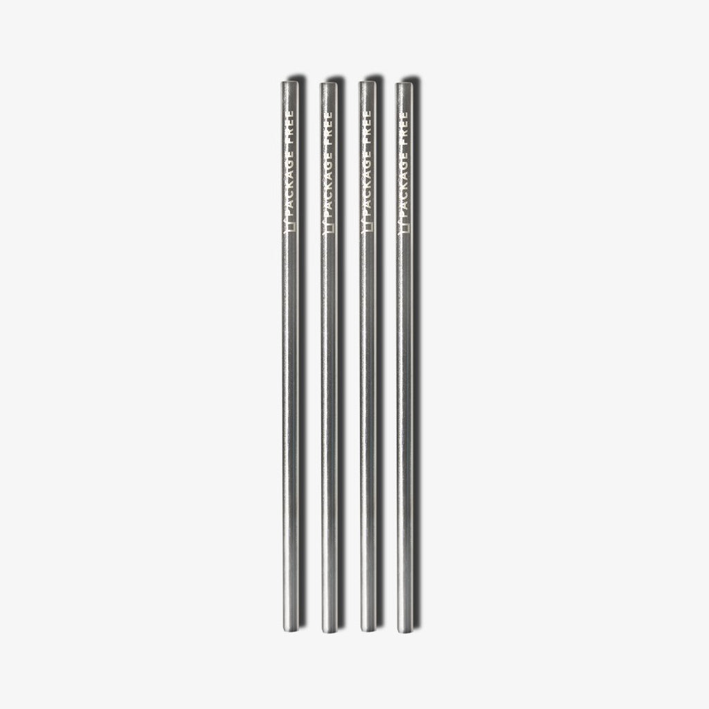 Stainless Steel Mini Straw - Silver 4 Pack