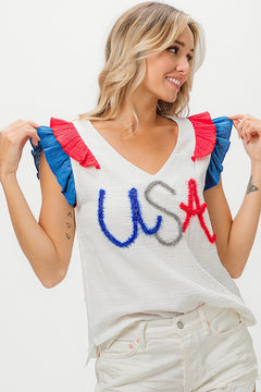 Celebrate USA Ruffle top