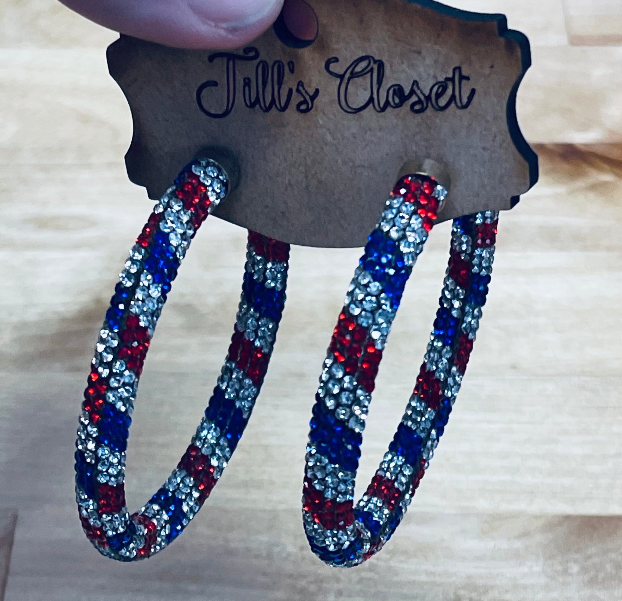 Patriotic bling hoops