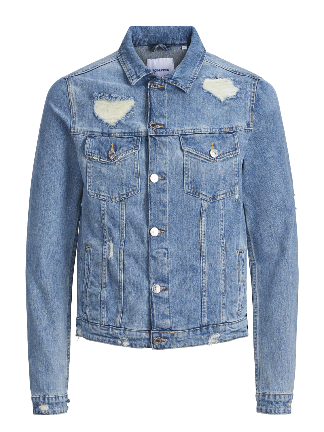 blue jean distressed jacket