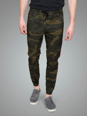 mens camo pants with red stripe