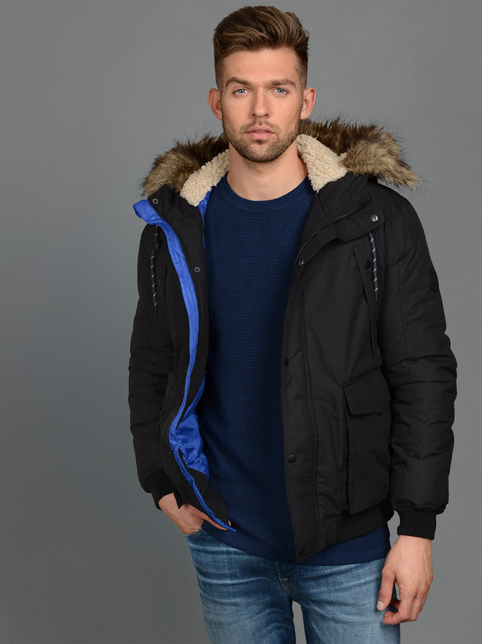 jack & jones parka jacket with faux fur hood