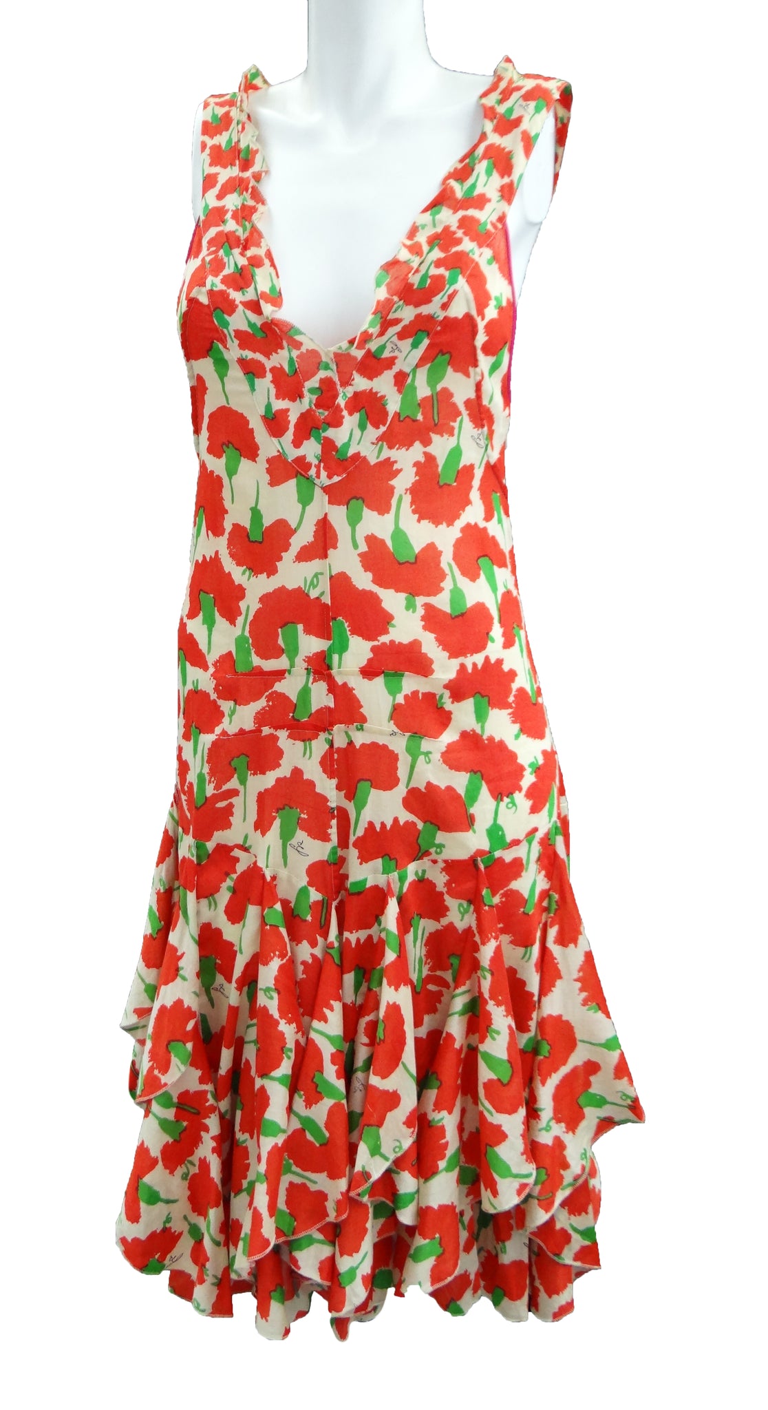 Vintage Sonia Rykiel Floral Summer Dress with Flounces, UK10 – Menage ...