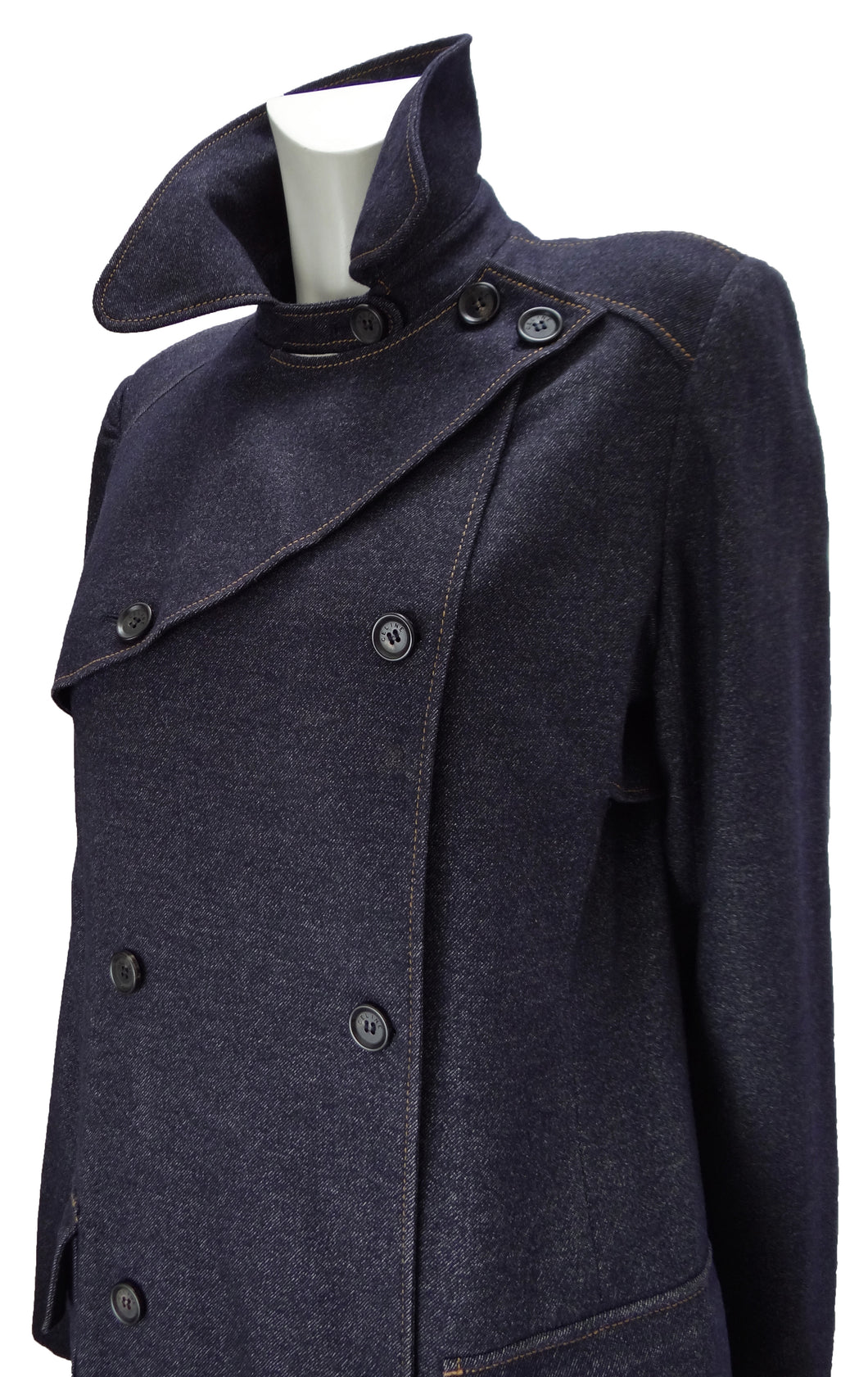 Celine Denim-Look Wool Trench Coat, UK12-14 – Menage Modern Vintage