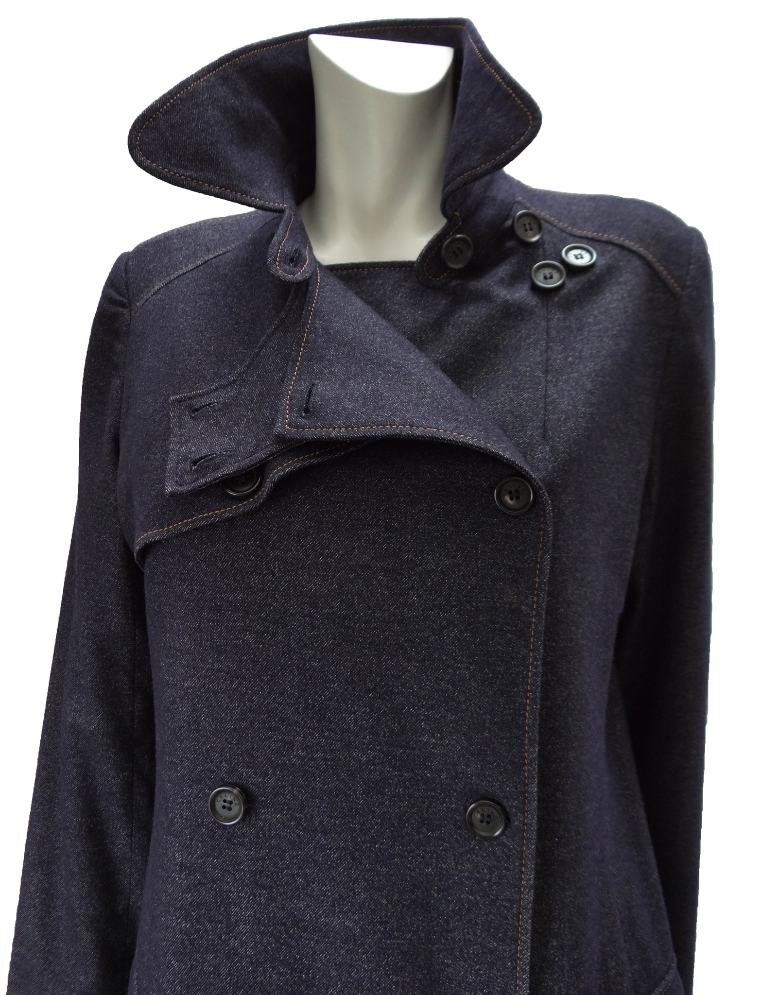 Celine Denim-Look Wool Trench Coat, UK12-14 – Menage Modern Vintage