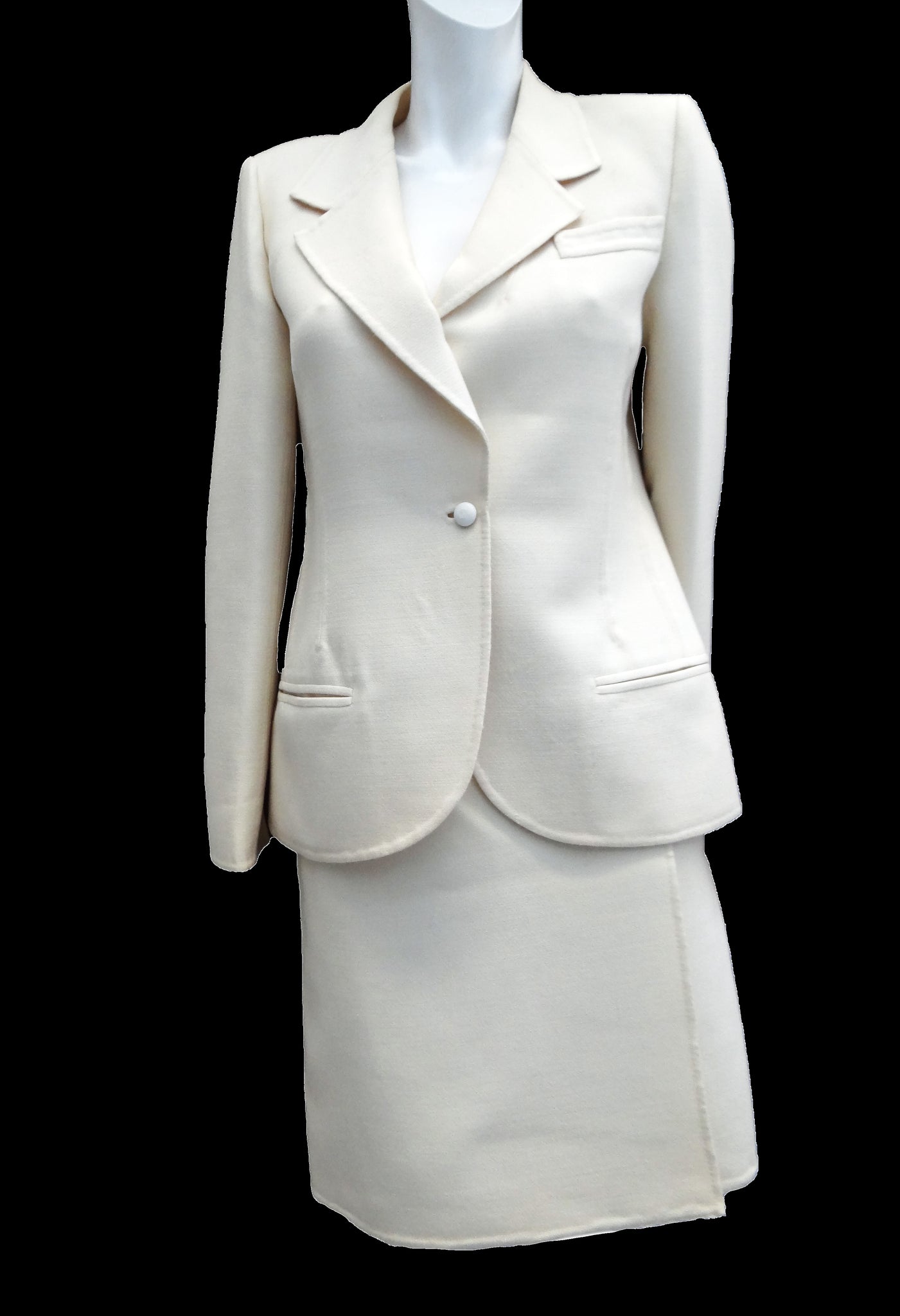 Mila Schön Vintage Cream Wool Skirt Suit, UK10 – Menage Modern Vintage