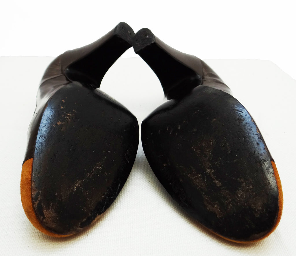 Eley Kishimoto 1990s Vintage Bronze and Ochre Patent Court Shoes, EU38 ...