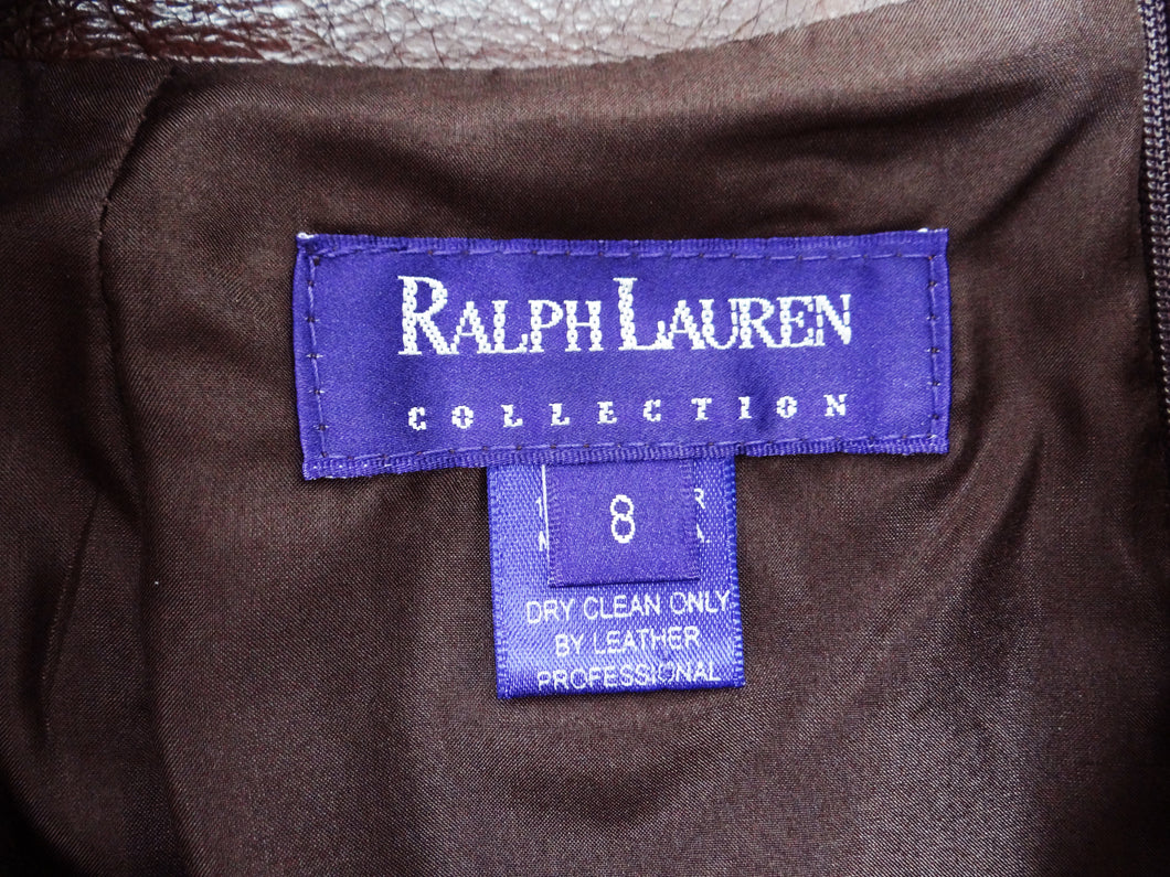 Ralph Lauren Brown Leather Pencil Skirt, UK12 – Menage Modern Vintage