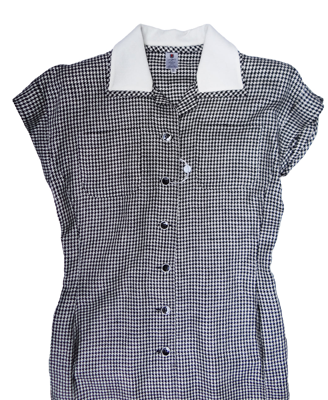 Ungaro Vintage Button-through Houndstooth Dress with Contrasting Colla ...