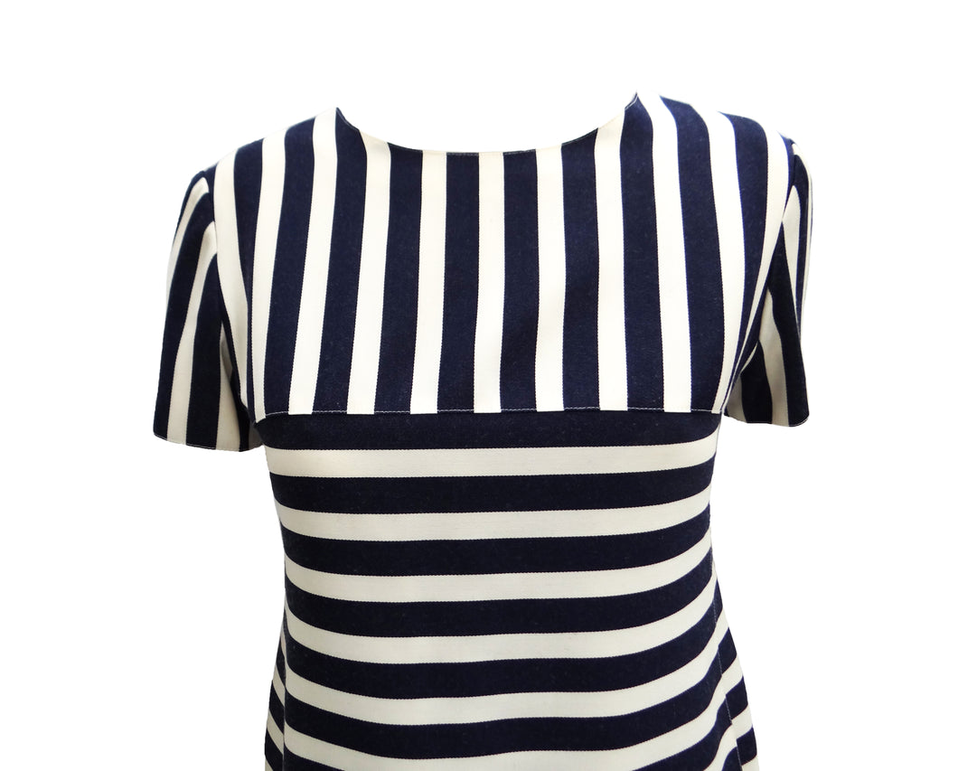 Courreges Vintage Shift Dress in Blue and White Stripes, UK10 – Menage ...