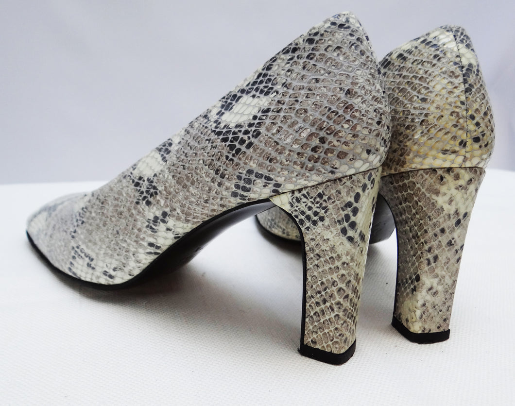 snakeskin court shoes