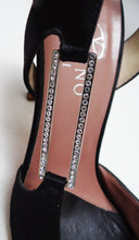 Valentino Stiletto Evening Shoes in Black Satin with Diamante Buckle, UK 6.5