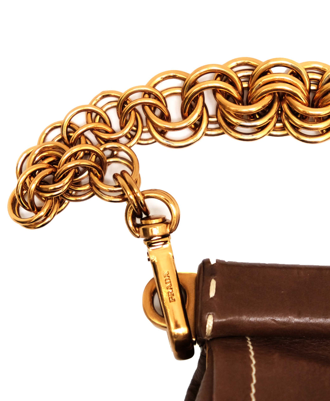 Prada Shoulder Bag in Mocha Leather with Gold Chain, S – Menage Modern  Vintage