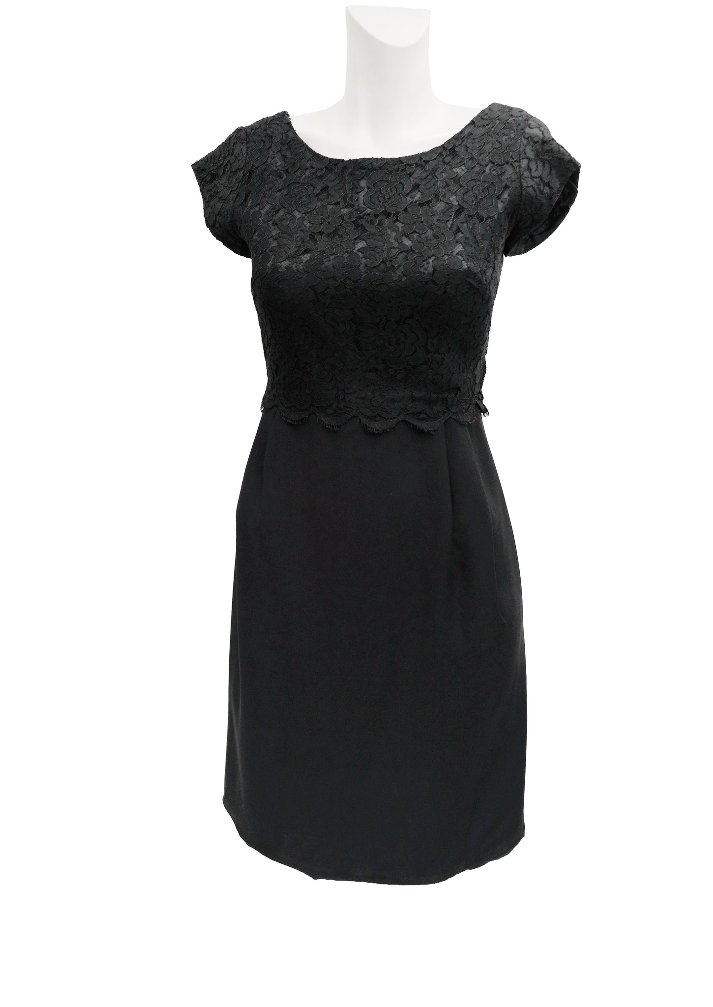 Vintage Little Black Dress with Lace Bodice, UK8 – Menage Modern Vintage