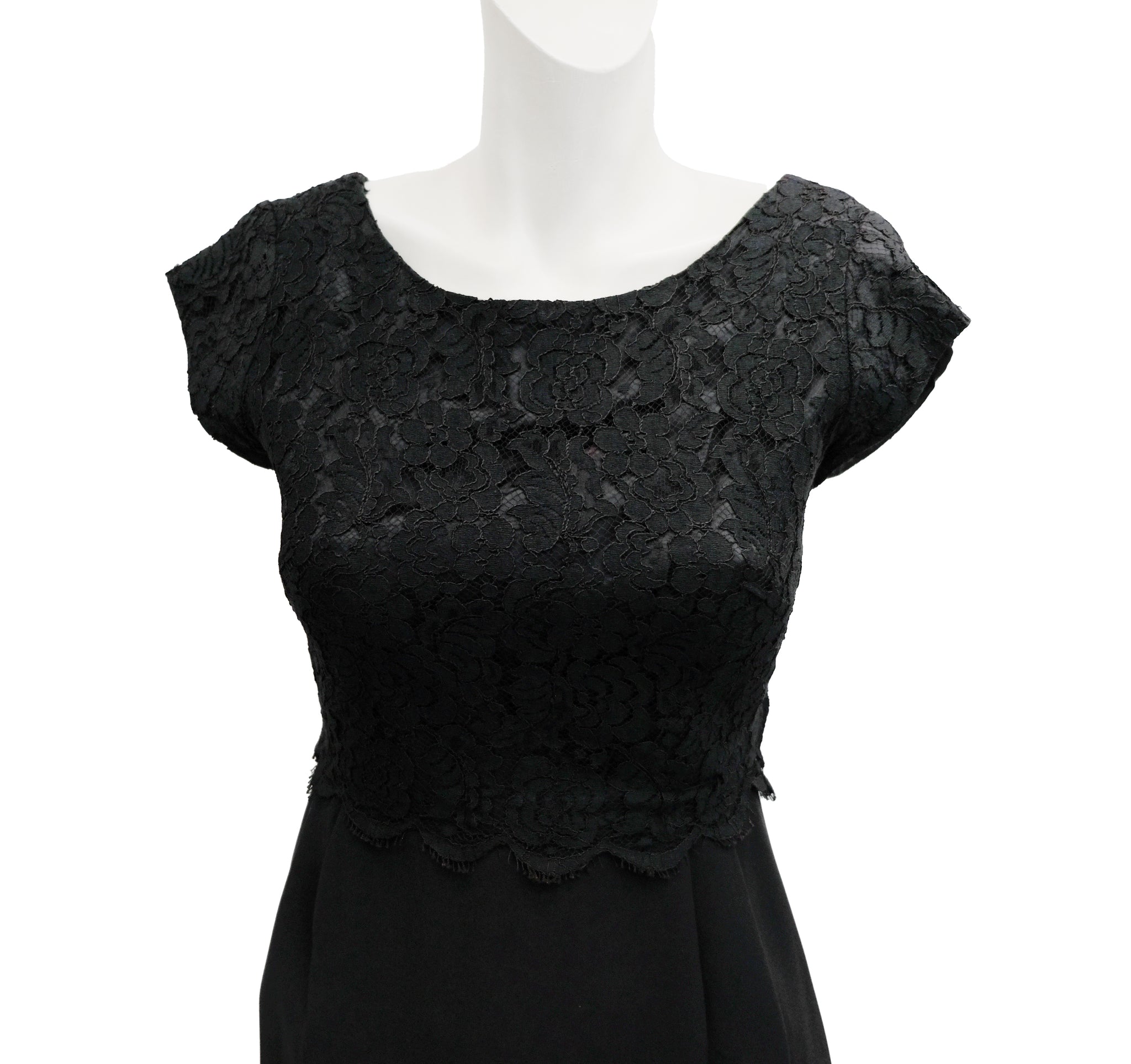 Vintage Little Black Dress with Lace Bodice, UK8 – Menage Modern Vintage