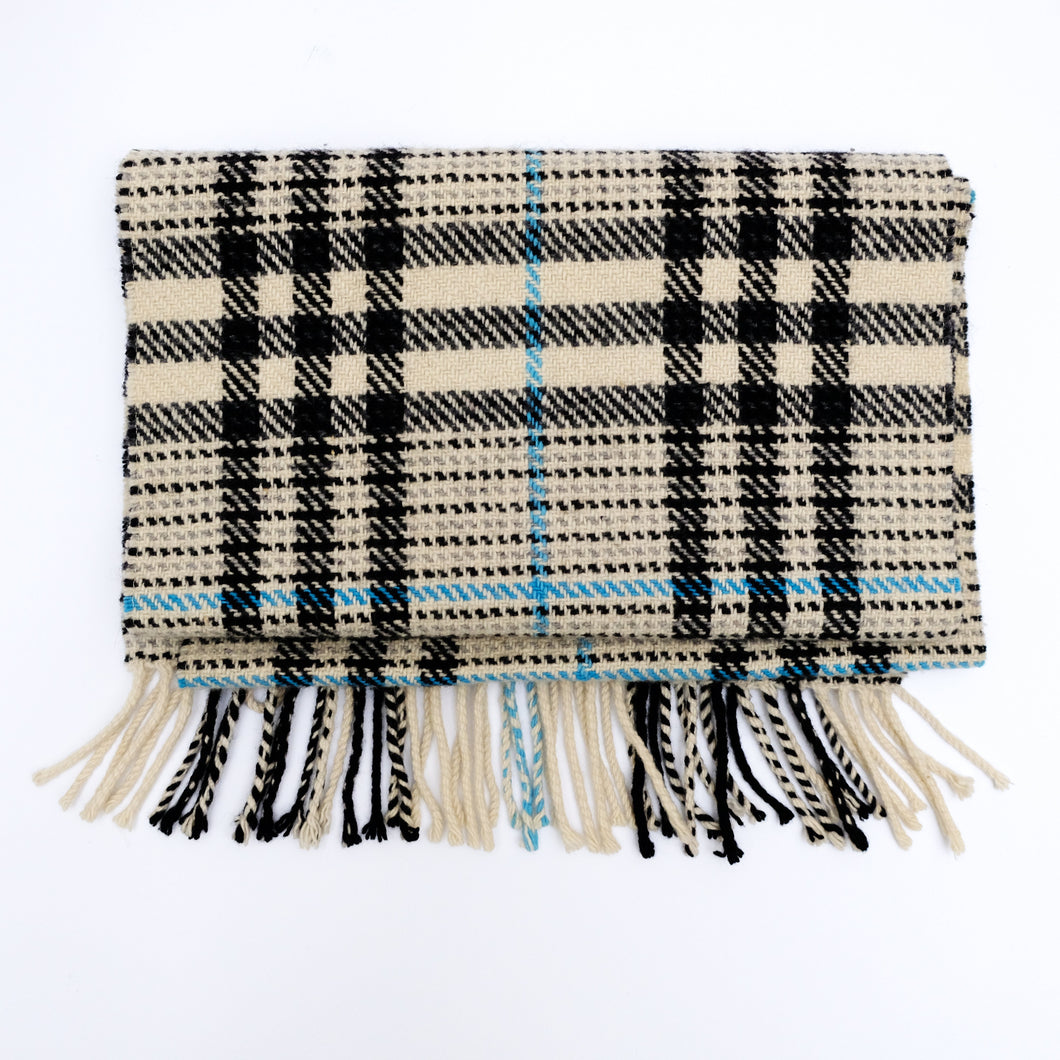 Burberry Scarf in White Black & Blue Check Wool – Menage Modern Vintage