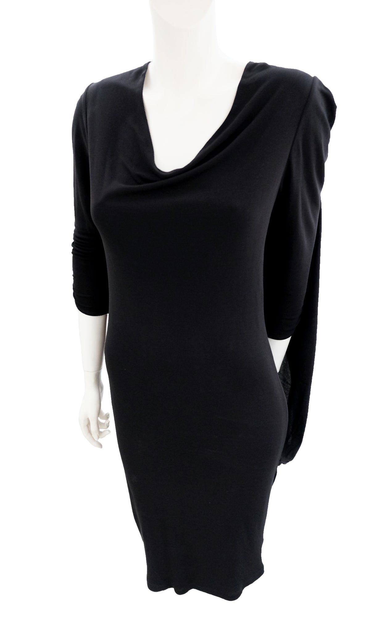 Alexander McQueen Black Jersey Dress with Floating Panel, UK10-12 ...