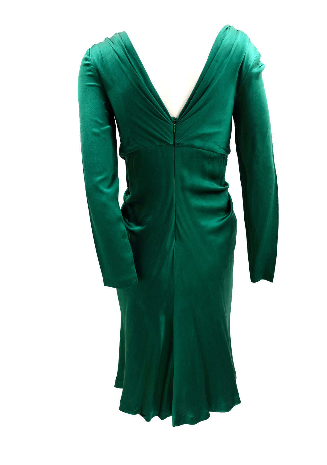 Alberta Ferretti Green Silk Drape Party Dress, UK12 – Menage Modern Vintage