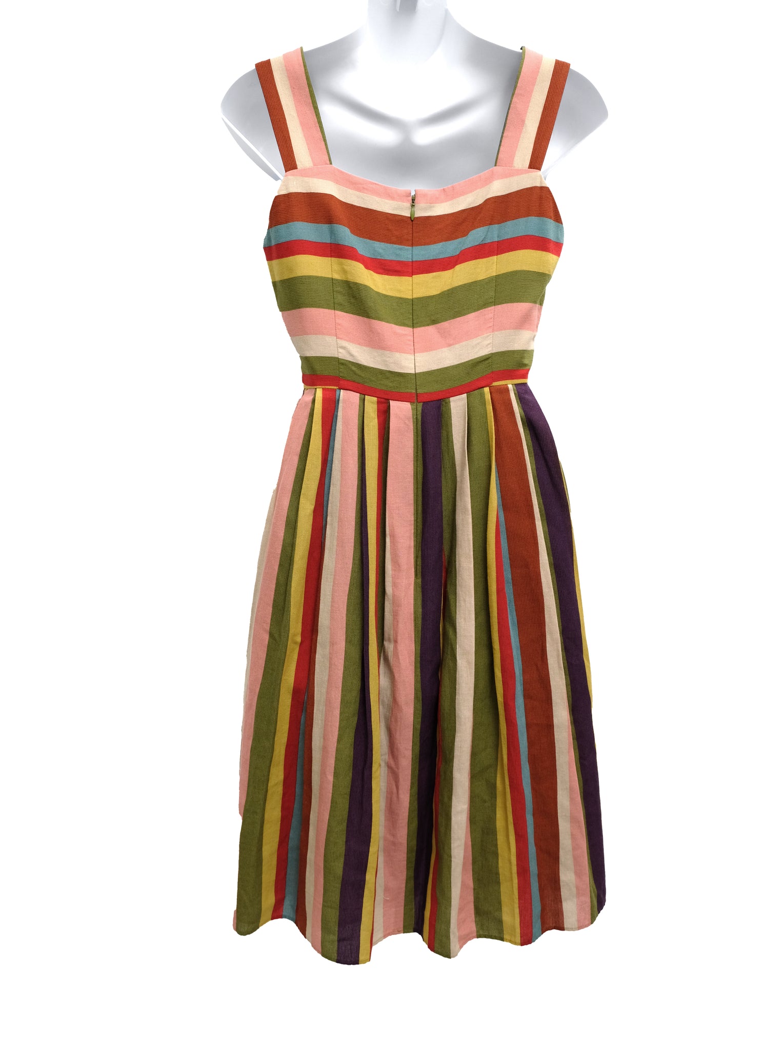 Sybilla Vintage Sundress in Rainbow Stripes, UK8 – Menage Modern Vintage