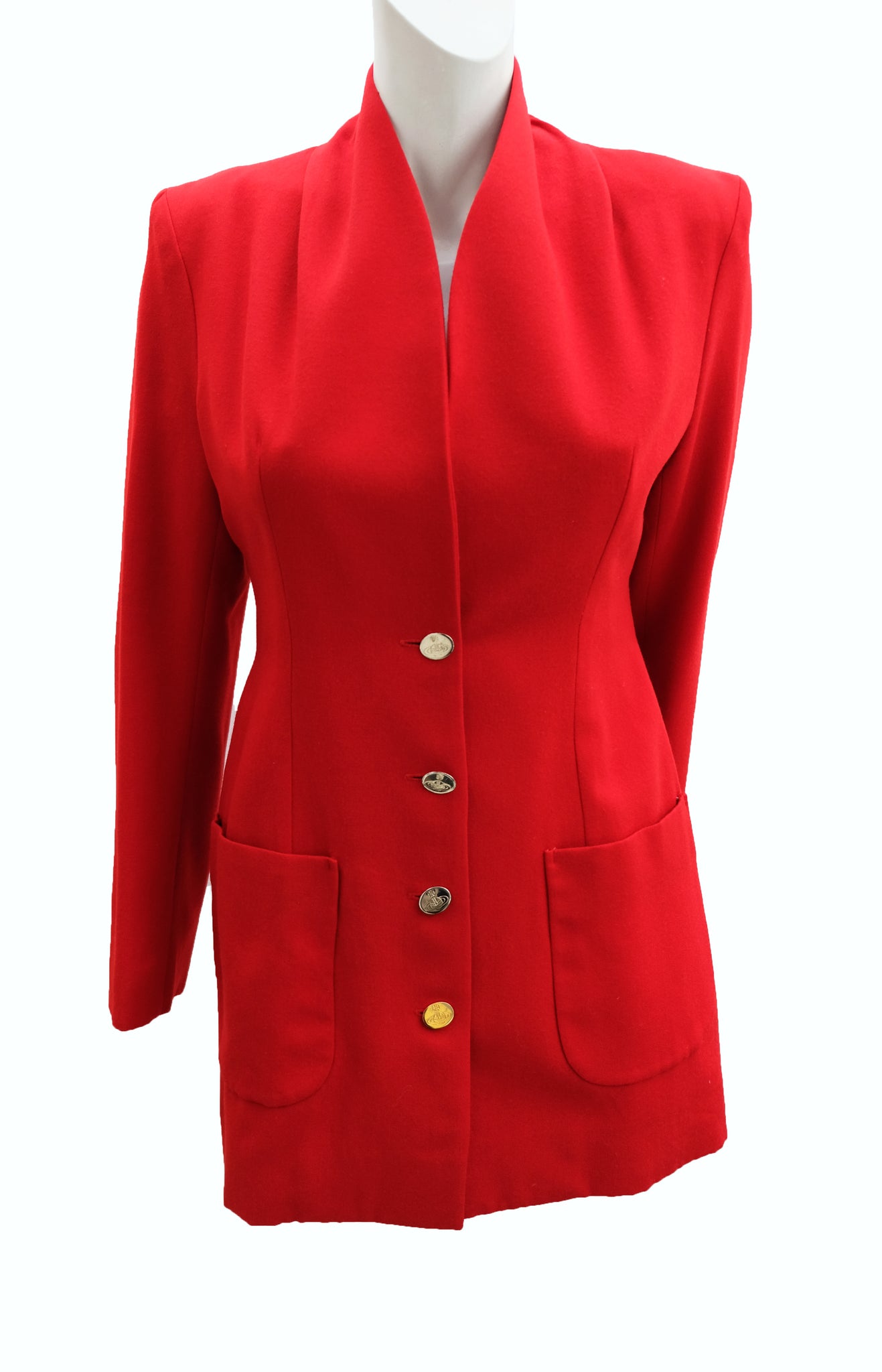 Vivienne Westwood Vintage Jacket in Red Wool with Gold Buttons, UK10 ...