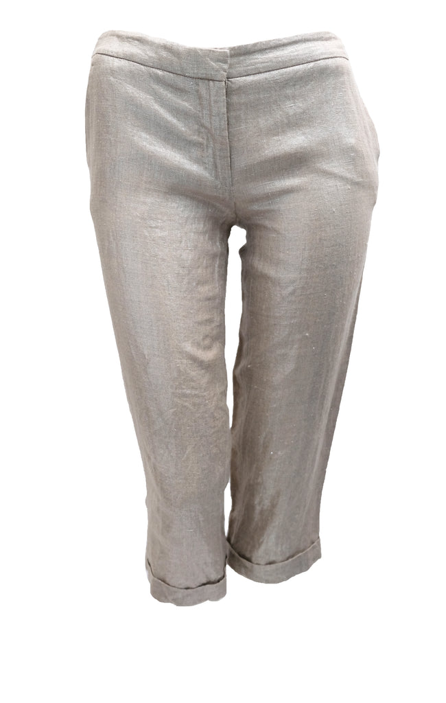 Alexander McQueen Capri Pants in Silver Linen, UK8 – Menage Modern Vintage