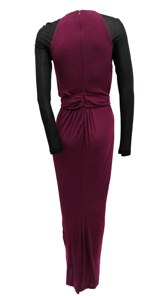 Hugo Boss Burgundy Floor Length Gown with Black Sleeves, UK10 – Menage ...