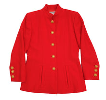 Yves Saint Laurent Skirt Suit in Scarlet Wool with Gold Buttons, UK10