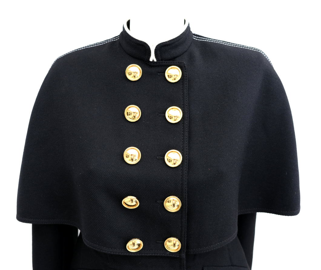 Burberry Military Caped Jacket with Gold Buttons, UK8 – Menage Modern  Vintage