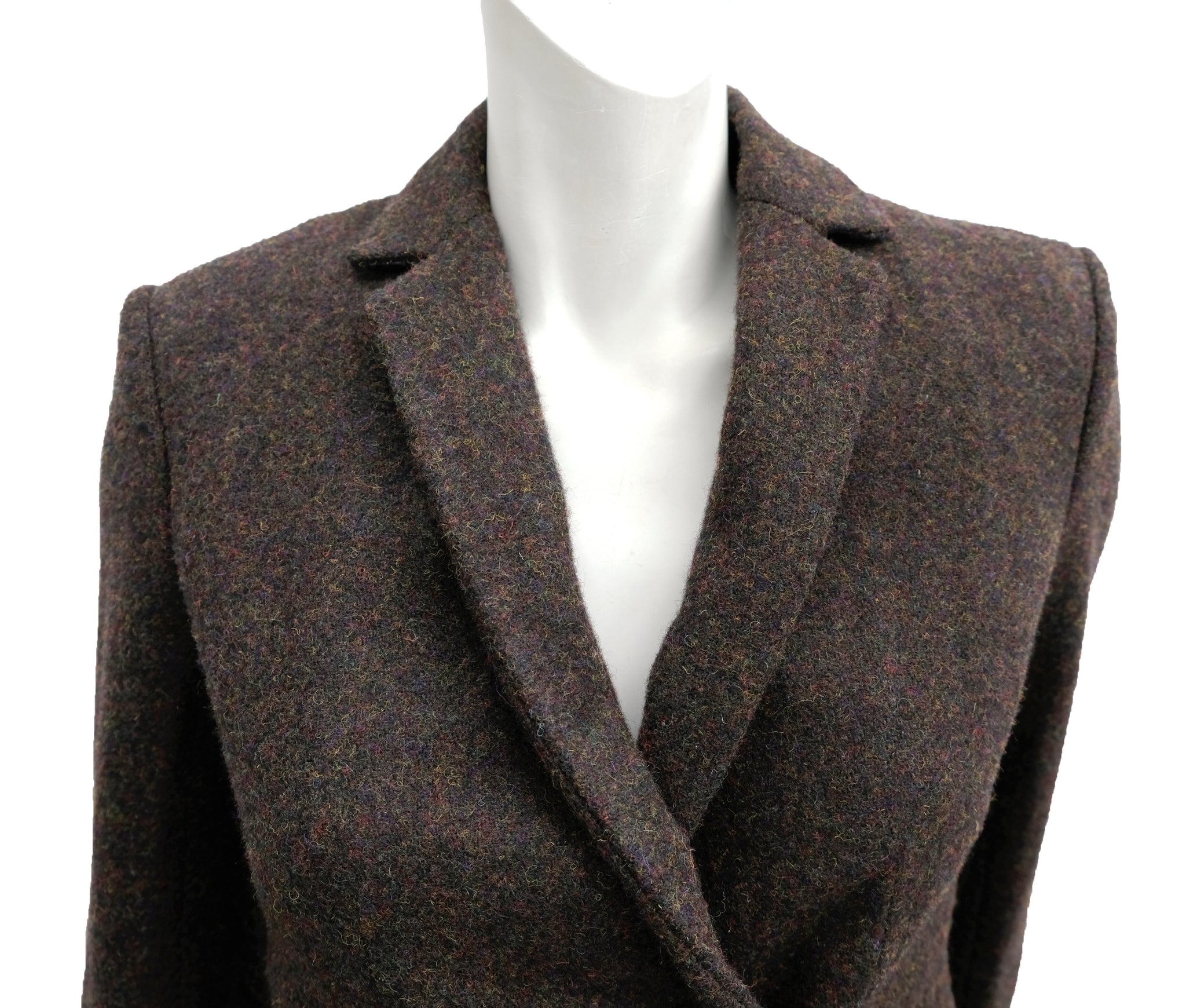 Celine Brown Felted Tweed Coat, UK8 – Menage Modern Vintage