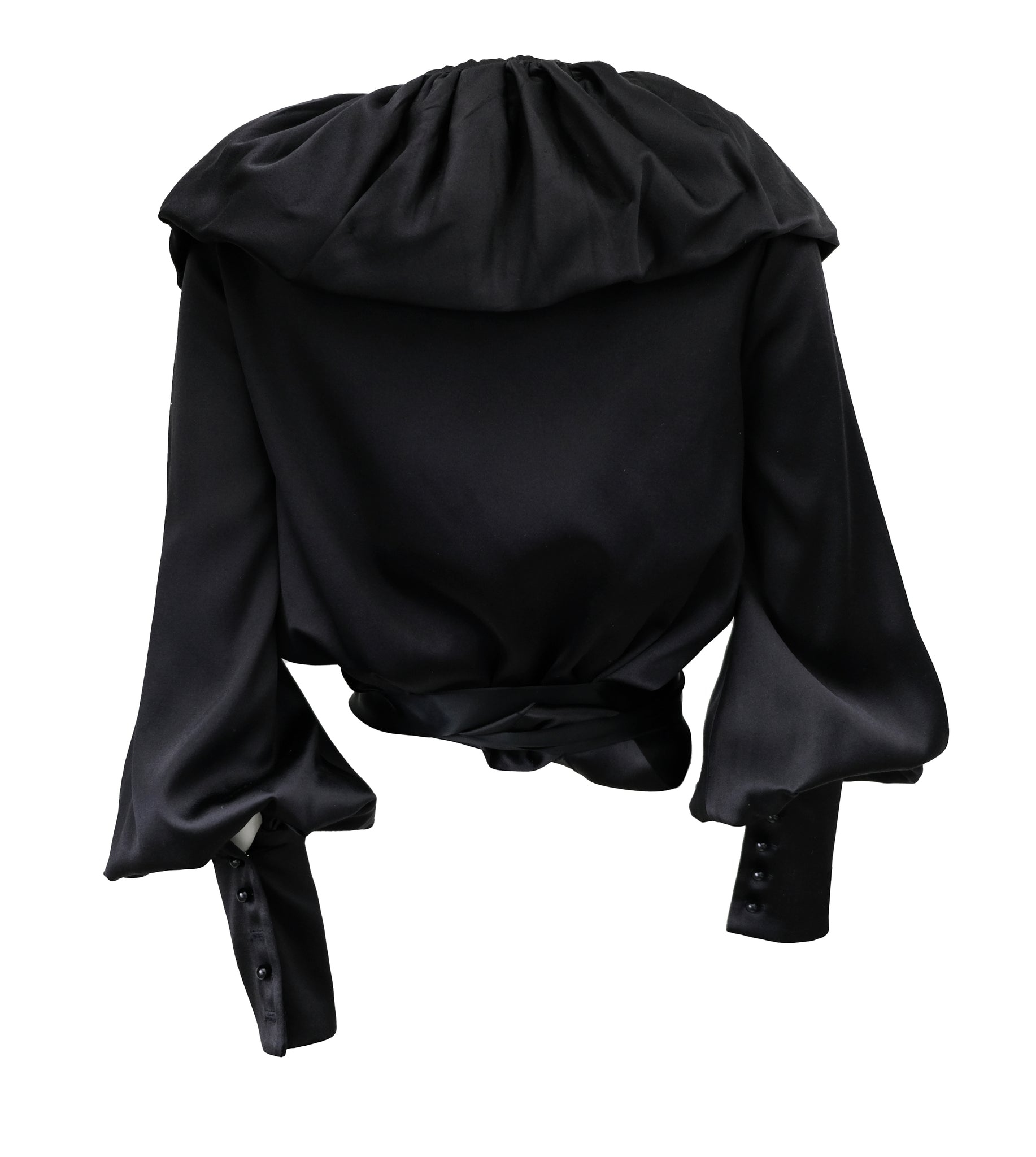 Soojin Kang Black Satin Evening Jacket with Ruffle Front, UK10-12 ...