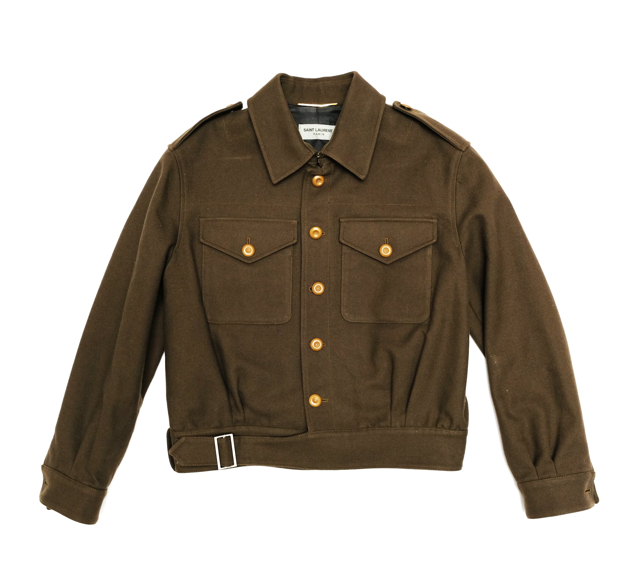 Saint Laurent Army Jacket in Khaki Drill, UK10 – Menage Modern Vintage