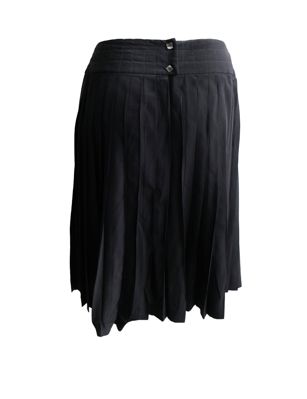 Chanel Pleated Skirt in Black Silk, UK14-16 – Menage Modern Vintage