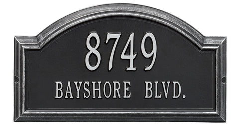 Arch Address Plaque Black with Silver Characters