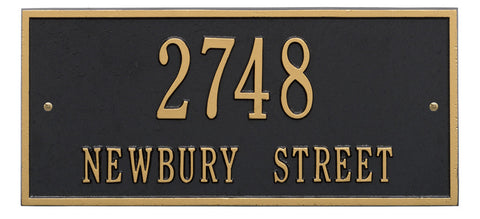 Rectangle Address Plaque black with gold characters