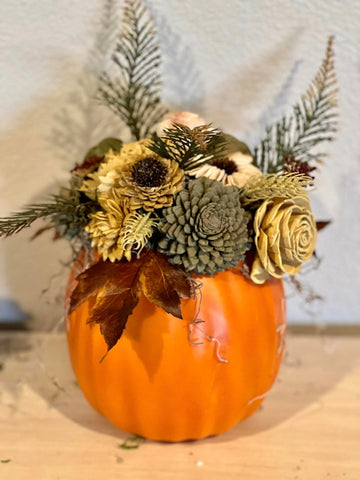 Pumpkin Fall Centerpiece - Sola Wood Flowers