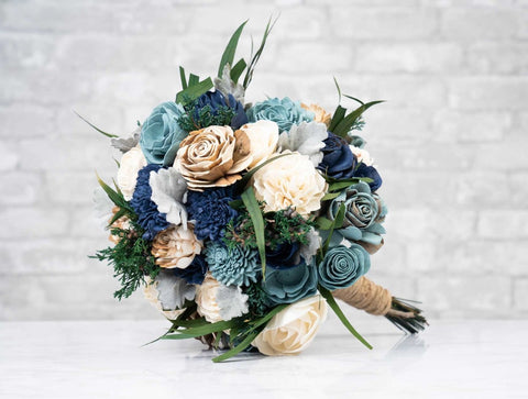 Blue Bridal Bouquet - Sola Wood Flowers