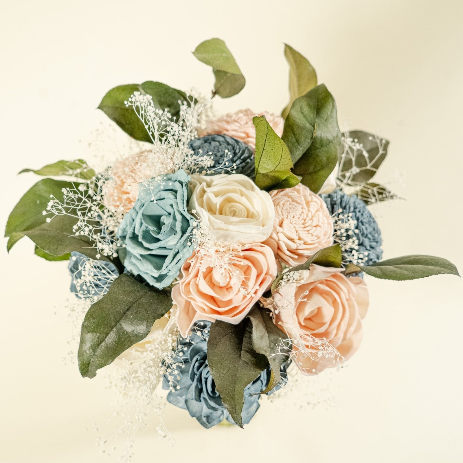 Youre Dreamy Peach Collection DIY Wood Flower Bouquet Kit Peach, Sapphire  Blue, and Ivory Sola Wood Flower Bouquet 