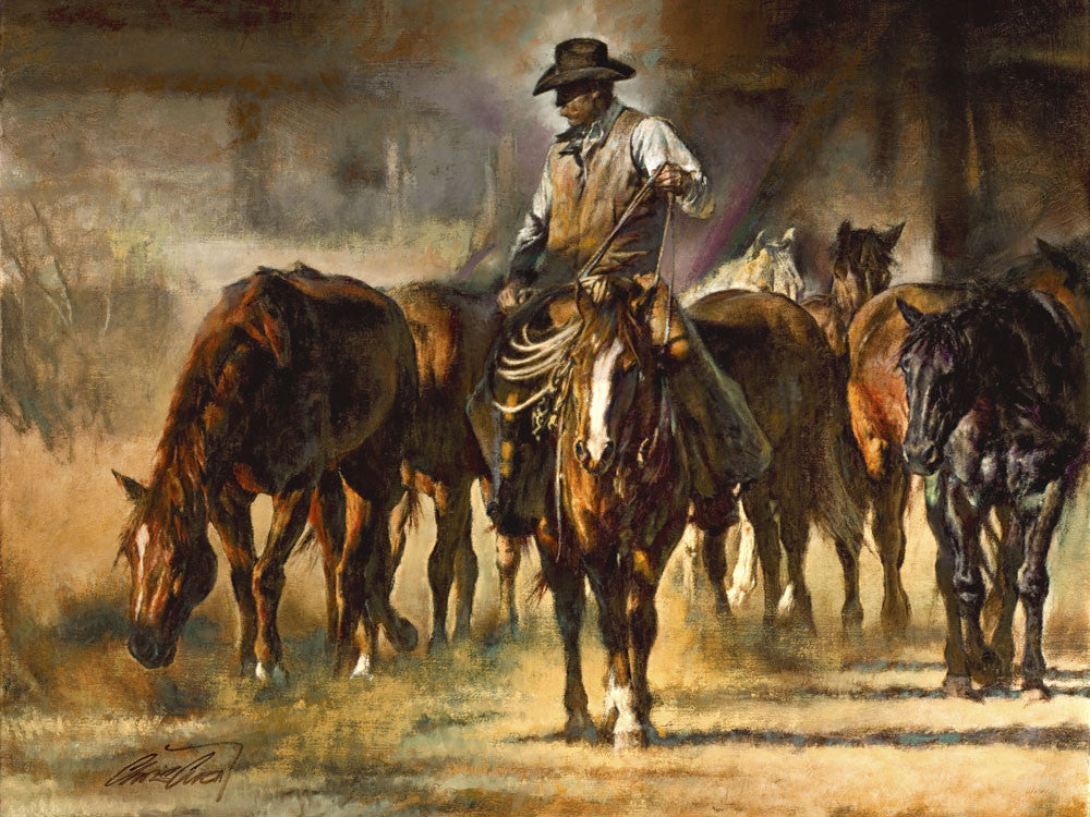 The Horse Wrangler Cowboy Ranch Art Prints by Chris Owen