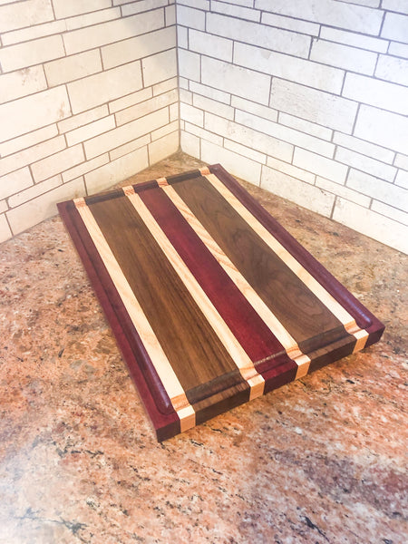 Purple Heart And Walnut Edge Grain Cutting Board Sd Wood Designs