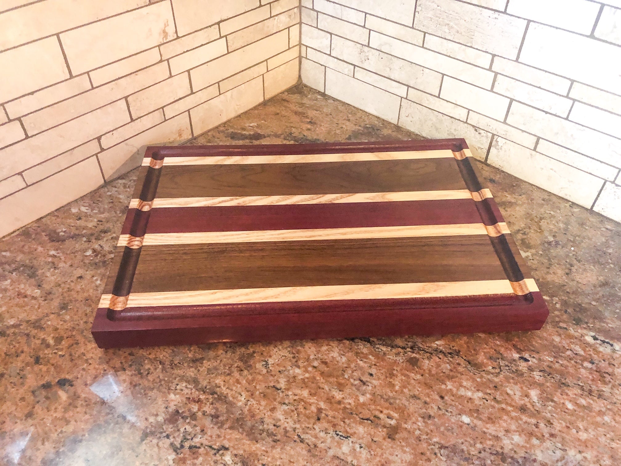 Purple Heart And Walnut Edge Grain Cutting Board Sd Wood Designs