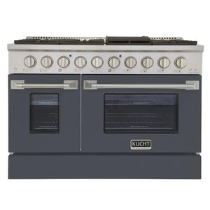 Kucht 48" Propane Range in Stainless Steel, Grey Doors, KNG481/LP-GR - Farmhouse Kitchen and Bath