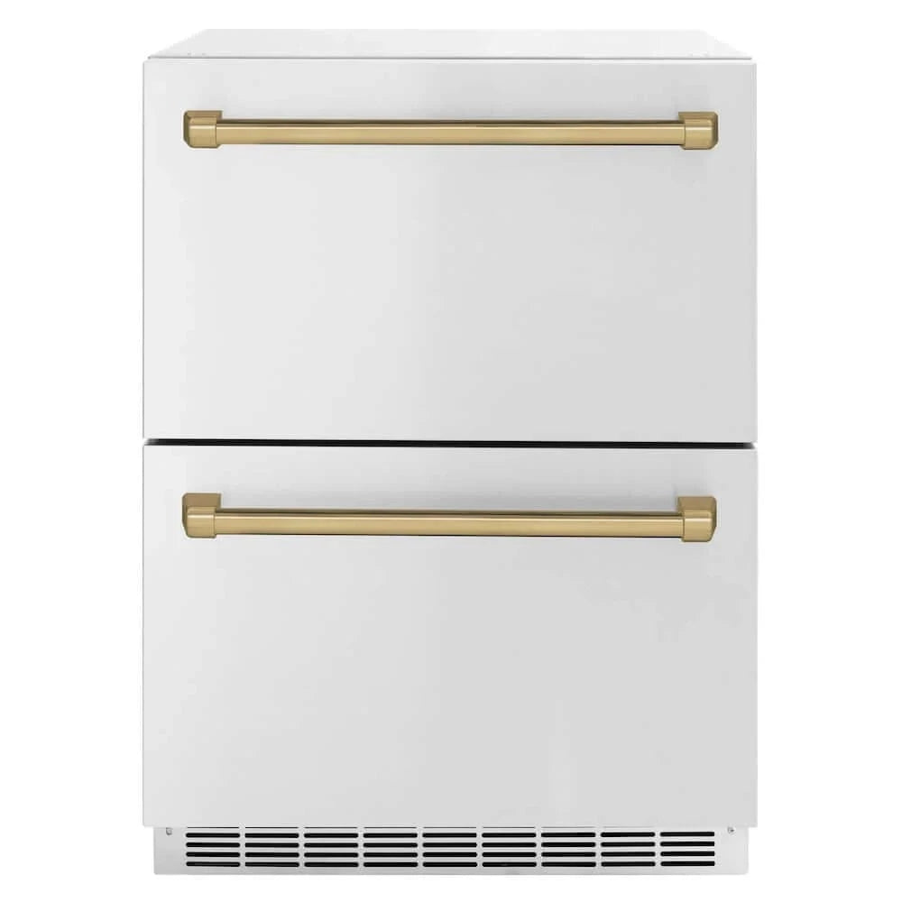 ZLINE 24" Touchstone 168 Can Outdoor-Rated Dual Refrigerator Drawer, Champagne Bronze, RDSOZ-ST-24-CB