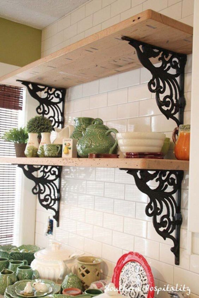 spanish kitchen wrought iron shelves