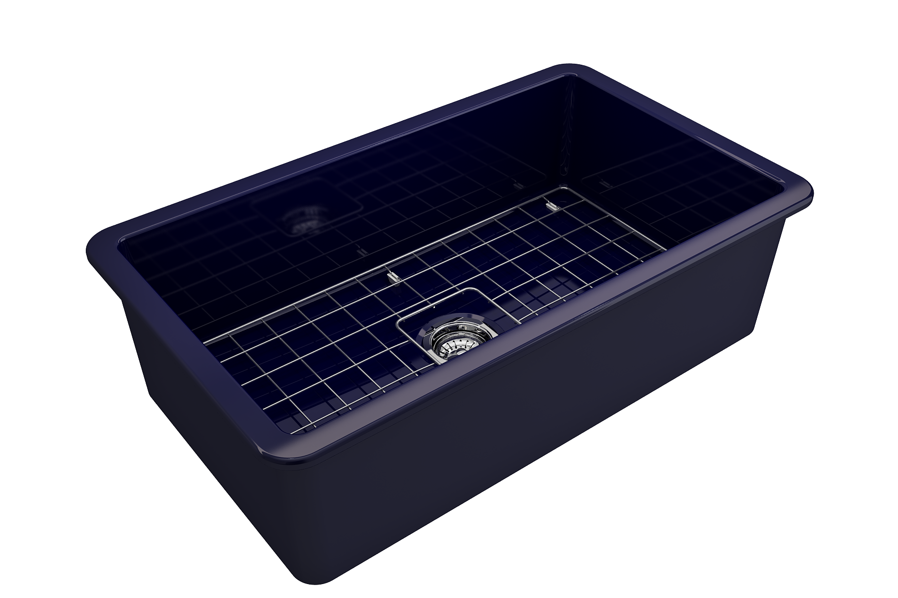 BOCCHI 32" Undermount Fireclay Sink, Single Bowl, Sapphire ...