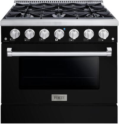 Forte 36 inch GAS Freestanding Range in Black - FGR366BBB